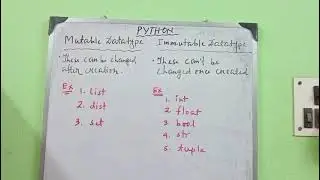 Python Mutable Immutable datatypes