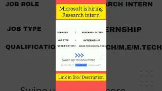 Microsoft is hiring Research intern#shorts #internship @onlinecourses32