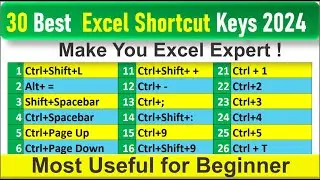 🔥Top 30 Excel Shortcut keys 2024 Will Definitely Make You Excel Expert | Most Useful Excel Shortcut