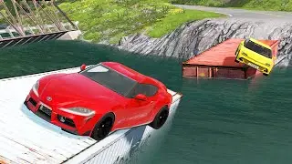 Cars Vs Container Bridge #1 - BeamNG Drive | CRASHHub