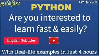 Learn Python full course in Tamil. Python tutorial for beginners in Tamil [With English subtitles]