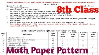 8th Class Math (ਗਣਿਤ)Blue Print & Syllabus Structure of Questions Paper For September Exam 2022