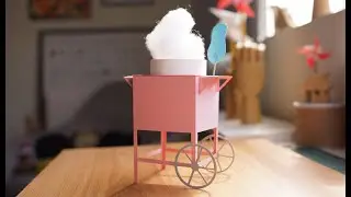 Cómo hacer un papercraft  + ASMR | Carrito de algodón de azucar con cartulina.