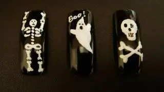 3 Easy Halloween Nail Art Designs: Ghost, Scull and Skeleton