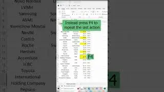 Repeat last Action in Excel ❗ #excel #exceltips #exceltricks #exceltutorial #sheet #hack