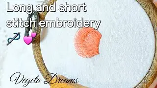 Embroidery for beginners 🪡 Long and short stitch embroidery ❤️ Start from the middle