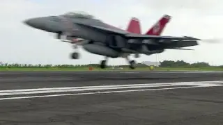 F-18 Field Carrier Landing Practice (FCLP). Touch-and-Go Landing.