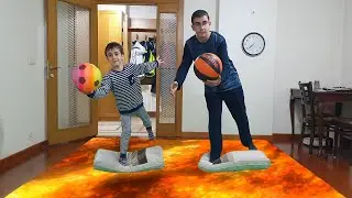 Berat ile Buğra Topları Kurtarıyor. The Floor is Lava Fun Kids