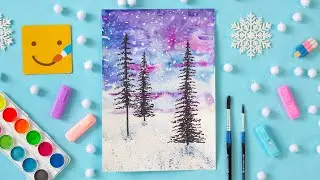 Как нарисовать зимний пейзаж акварелью для  начинающих