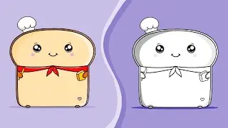12.How to draw Toast Sliced Bread Cute Cartoon Food Art in MS Paint #mspaintcutedrawings
