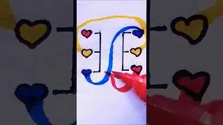 Draw a checkered path with a heart ❤️💛💙#drawing #shortvideo
