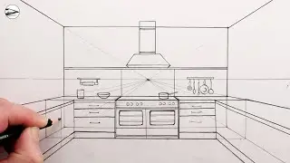 How to Draw a Kitchen using One-Point Perspective for Beginners