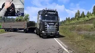Delivering the concrete slabs 51т (Scania 730S) - Euro Truck Simulator 2 | Thrustmaster TMX Gameplay