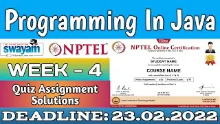Programming in Java | NPTEL | Week 4 | Assignment 4 Solution | Jan2022