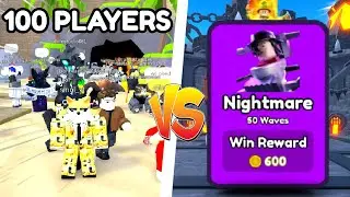100 Players vs NIGHTMARE MODE!! (Toilet Tower Defense)