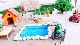 how to make cow shed | water supply mini diesel engine water pump science project