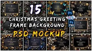 15 Christmas Greeting In A Frame Background Psd Mockup
