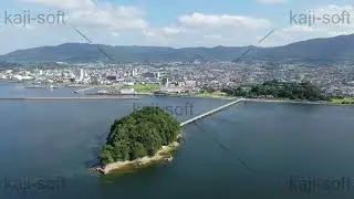 ドローン空撮映像・愛知県・三河湾・竹島・陸側向き・静止