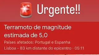 Urgente!!! Terremoto em Portugal essa madrugada !