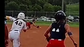 Gianna Russo #77 @ 2nd -GREAT DIVING Play then throws on KNEES for OUT @ 1st!!