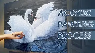 ACRYLIC PAINTING PROCESS // Процесс написания картины 
