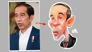 CARA MEMBUAT KARIKATUR PAK JOKOWI  PALING MANTAB 🙏