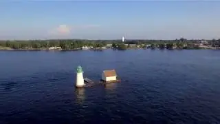 Alexandria Bay, Lighthouse and I-81 Bridge from NY to Canada