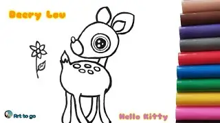 How to draw & coloring cute Deery Lou for kids.|Art to go