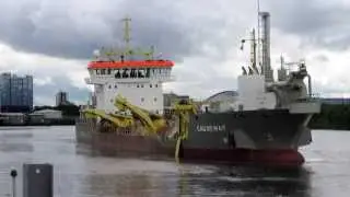 Dredger at Work in Glasgow Scotland at Yorkhill Quay River Clyde