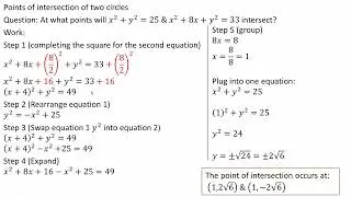 Points of intersection of two circles