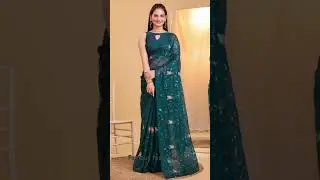 #shorts#organza stylish saree#