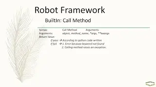 Robot Framework | BuiltIn | Call Method