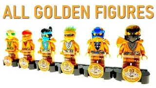ALL 6 LEGO NINJAGO 10TH ANNIVERSARY GOLDEN NINJA MINIFIGURES