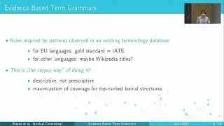 Marek Blahuš, et al: Development of Evidence-Based Grammars for Terminology Extraction inOneClick...