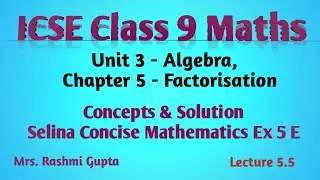Factorisation: ICSE Class 9 Maths | Chapter 5 | Selina Concise Mathematics Solution Ex 5 E |