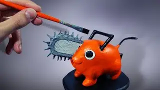 How to make a mini sculpture of Pochita in clay - Chainsaw Man