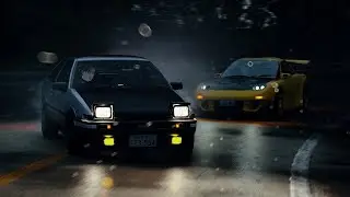 Takumi vs Keisuke Rain Battle Fly By [Eurobeat]