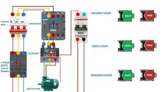 3 Phase water pump start and stop from multiple locations