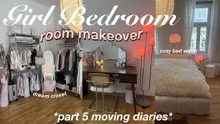 BEDROOM MAKEOVER *aesthetic* 🏹🩰 pinterest decorating, building & organizing (moving diaries EP. 4)