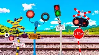 【踏切アニメ】壊れたライトの代わりを色々と試すふみきりカンカン😂😂😂Railroad crossing trying various replacements for a broken light!!