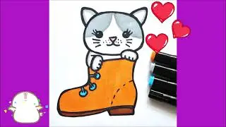Cat in Boot How to Draw step by step 🐈 Easy Drawing Pictures for Kids