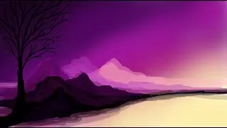 Drawing parple night scenery in Microsoft paint-3D