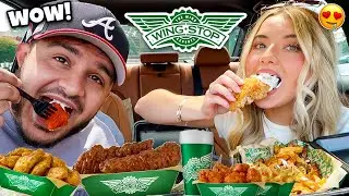 Wingstop Mukbang (LOTS of flavors)!! crispy tenders, wings, voodoo fries
