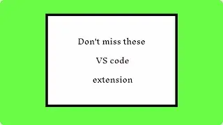 Important Vs Code Extensions || Complete Video