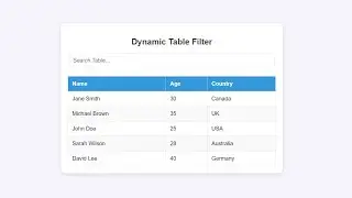 Frontend Projects: Dynamic Table Filter with HTML, CSS & JavaScript – Add Searchable Tables