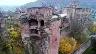 Heidelberg Castle from the air - Fall Colors   4K