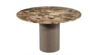 DS-5243 Modern Round Marble Top Dining Table with Column Pedestal