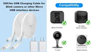 30ft/9m Power Extension Cable for WyzeCam/WyzeCam V3/ WyzeCam Pan/Wyze Cam Pan V2/ KasaCam/NestCam