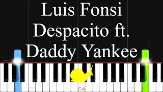 Luis Fonsi - Despacito ft. Daddy Yankee Piano SLOW Tutorial