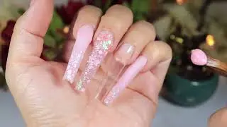 Uñas Color Rosa Navideñas